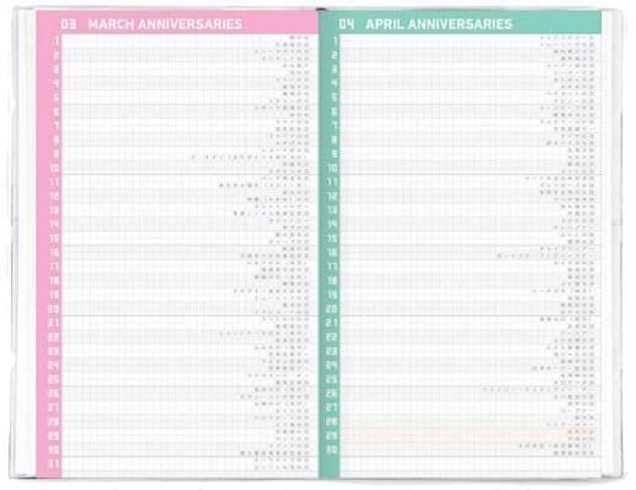 Year-round anniversary table where you can write birthdays and anniversaries