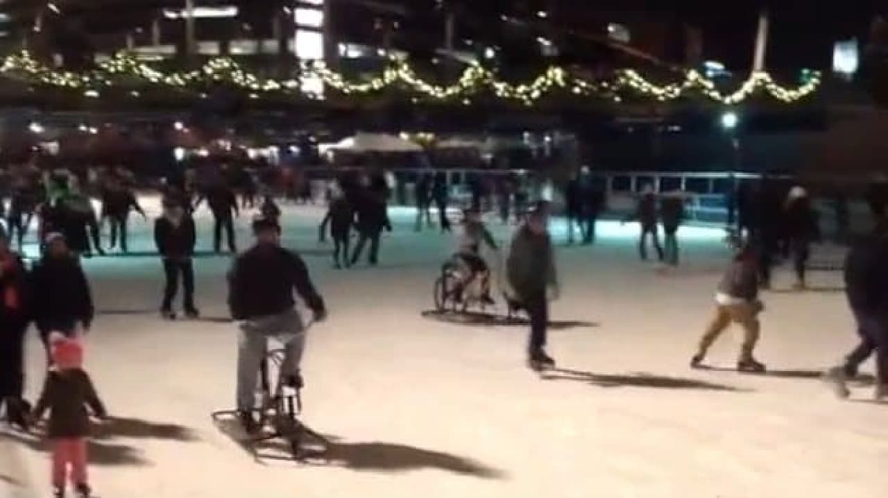 「Buffalo Icecycle」は、氷の上を走行できる自転車　　手軽にアイススポーツを体験できる