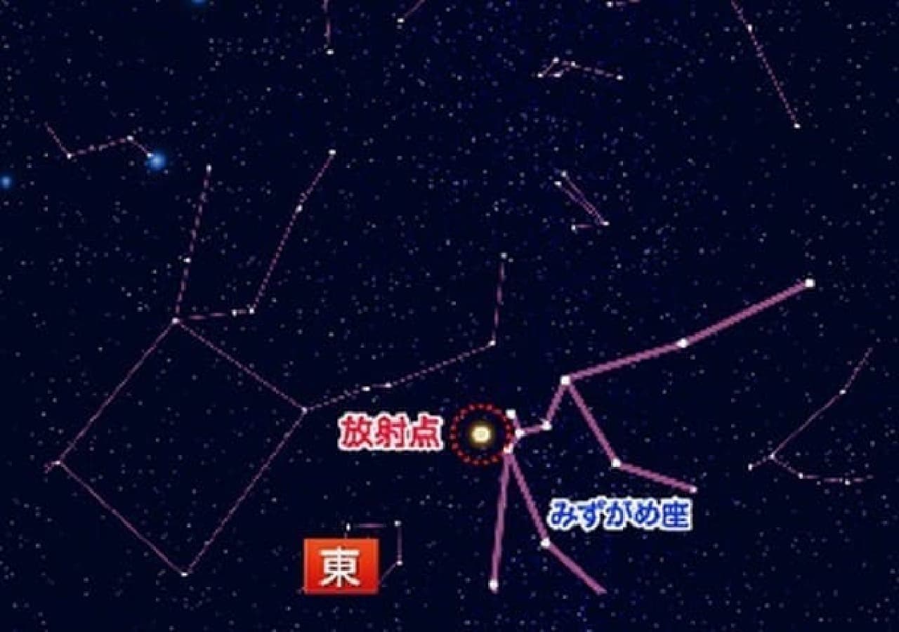"Aquarius Eta Meteor Shower" Radiant Point (Image from Weathernews website)