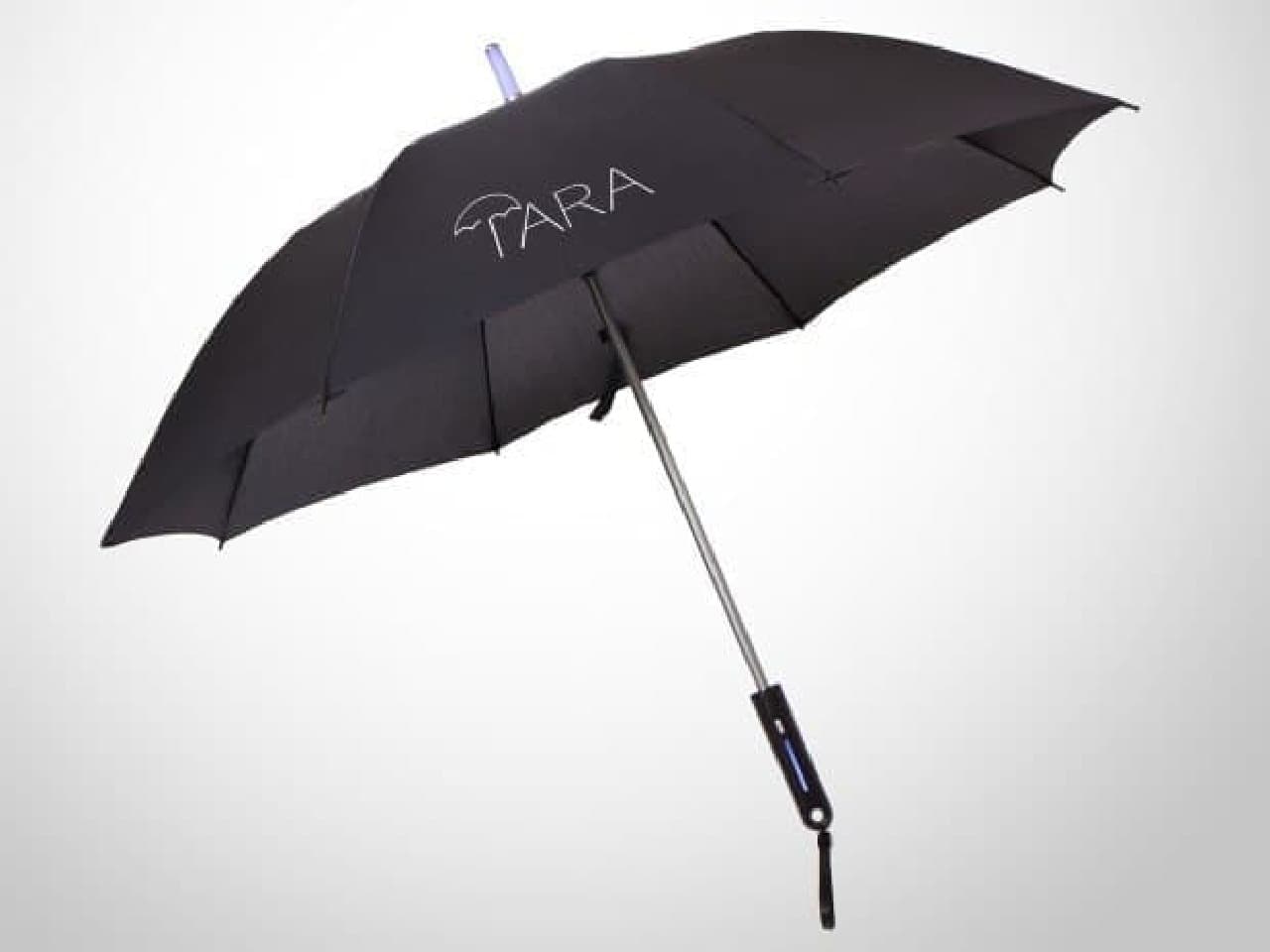 「TARAbrella」は、「天気予報」「置き忘れ防止」「LEDヘッドライト」機能を提供