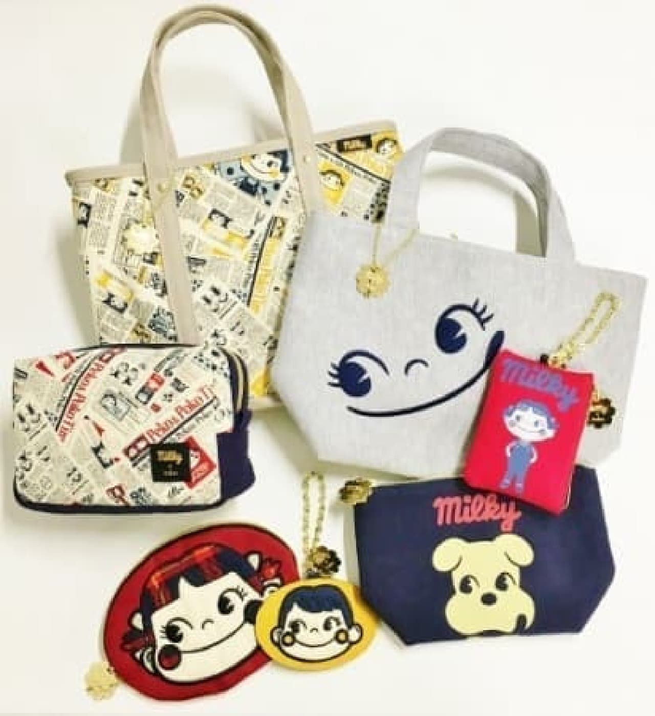 Tote bags and pouches collaborated with Peko-chan and index