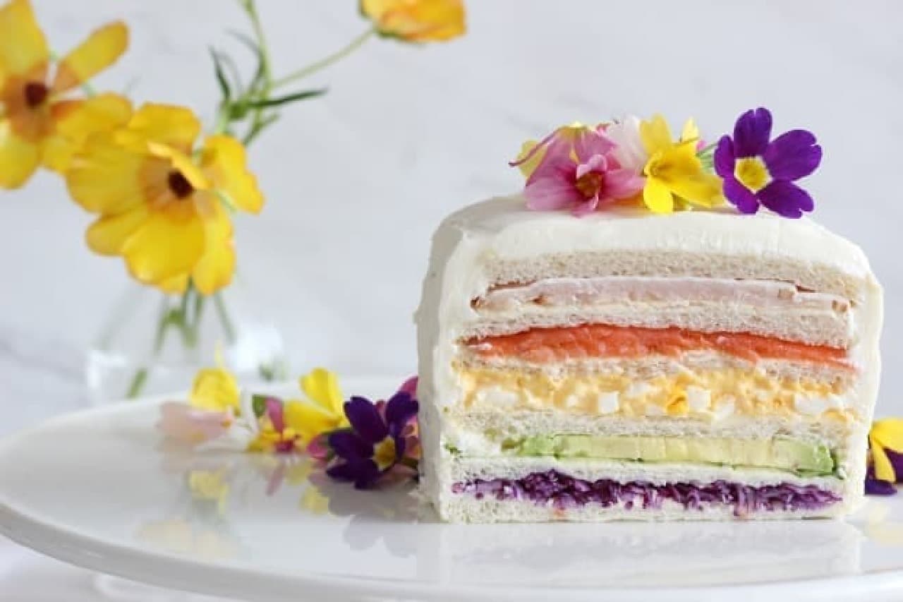 Easter rainbow sandwich cake