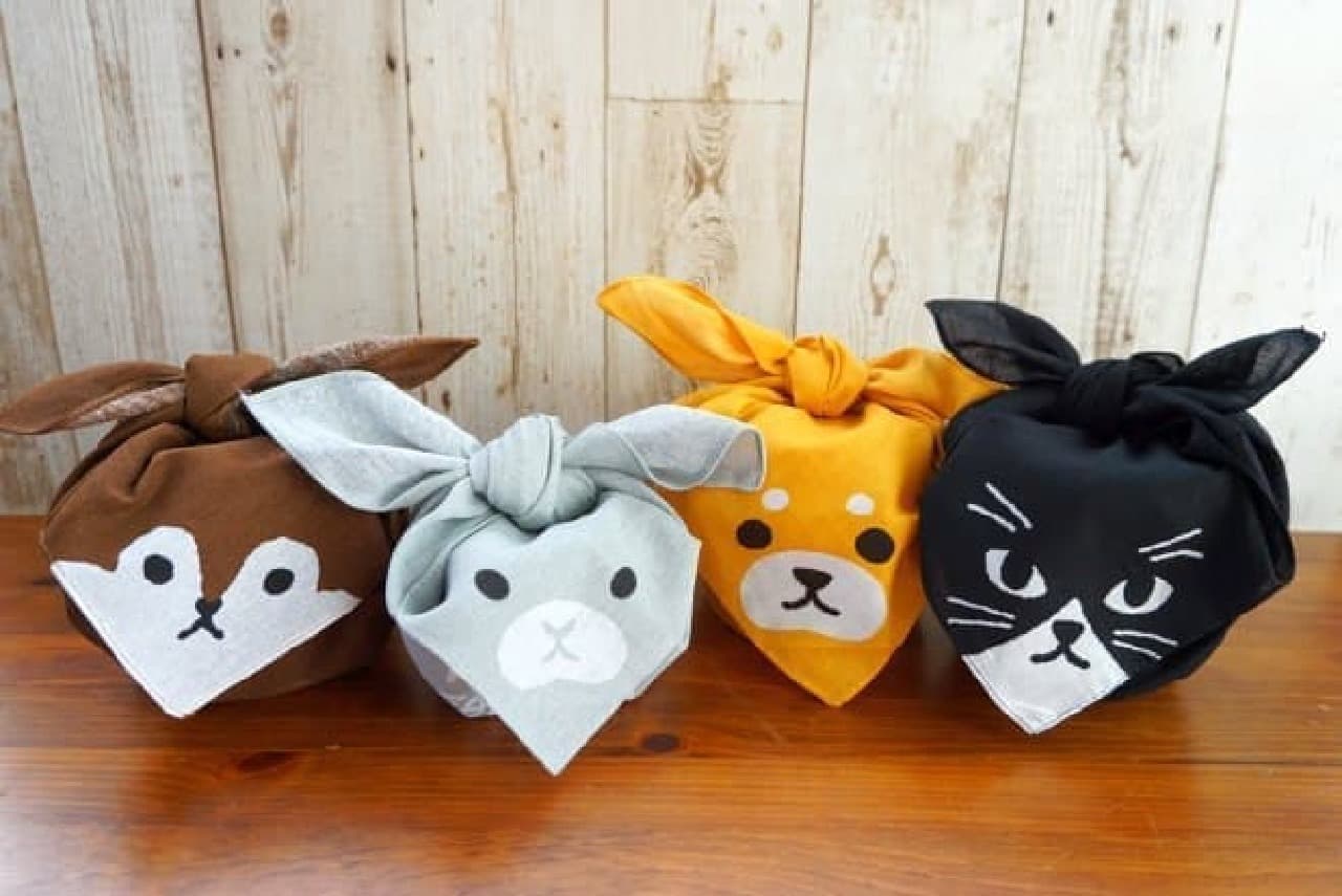 Can Do "Wrapping Mini Furoshiki" Shiba Inu, Hachiware Cat, Squirrel, Rabbit