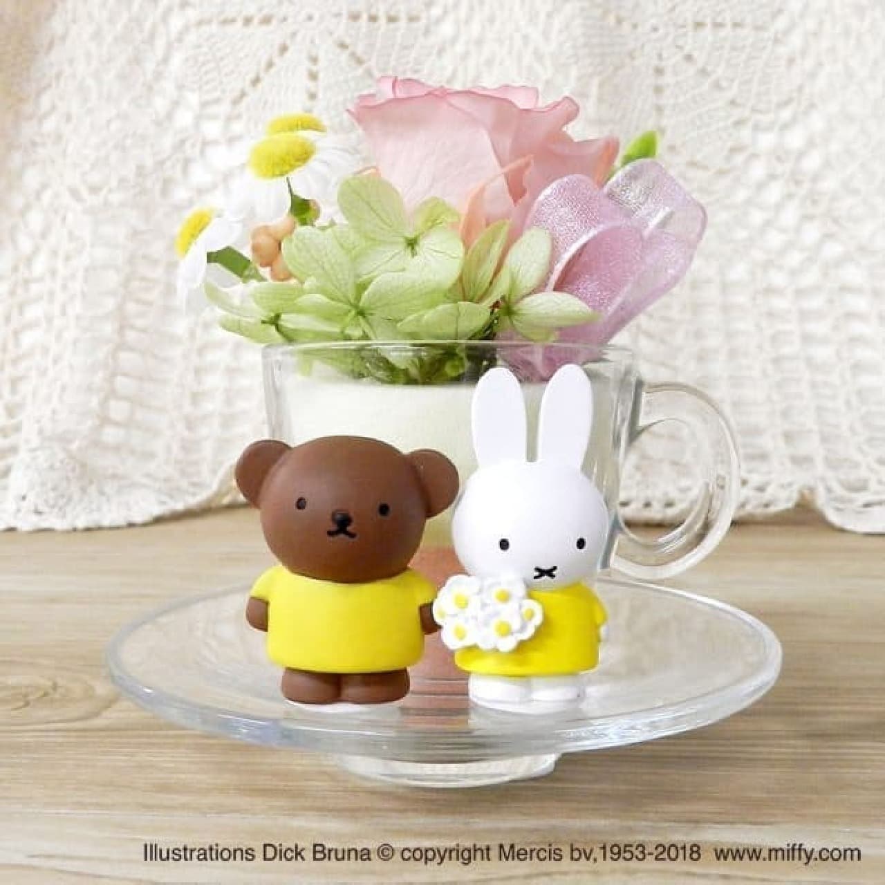 Miffy gift items such as flower box arrangements and photo stands