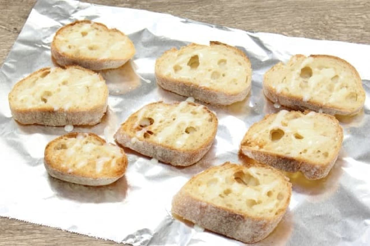 Condensed milk rusk recipe made with an oven toaster, ingredients are French bread and condensed milk