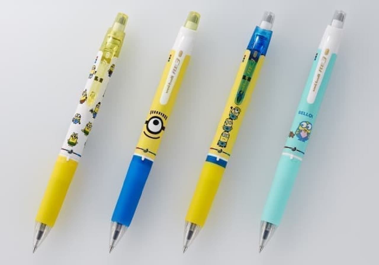 Erasable 3-color ballpoint pen "Uniball R: E 3" in Minion design