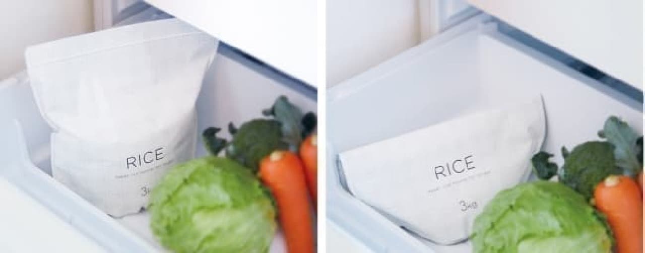 Rice goes to the vegetable compartment of the refrigerator--A storage bag that suppresses oxidation and keeps the deliciousness from Marna
