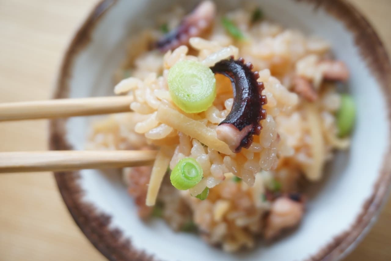 Octopus rice recipe with octopus rice in a business supermarket