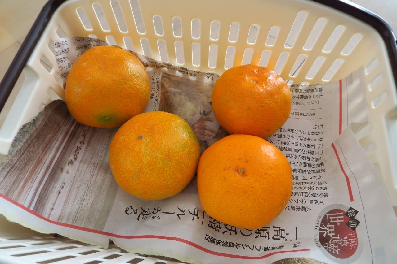 Step 4 Room temperature storage method & refrigeration storage method of mandarin oranges --The point is "direction of calyx"