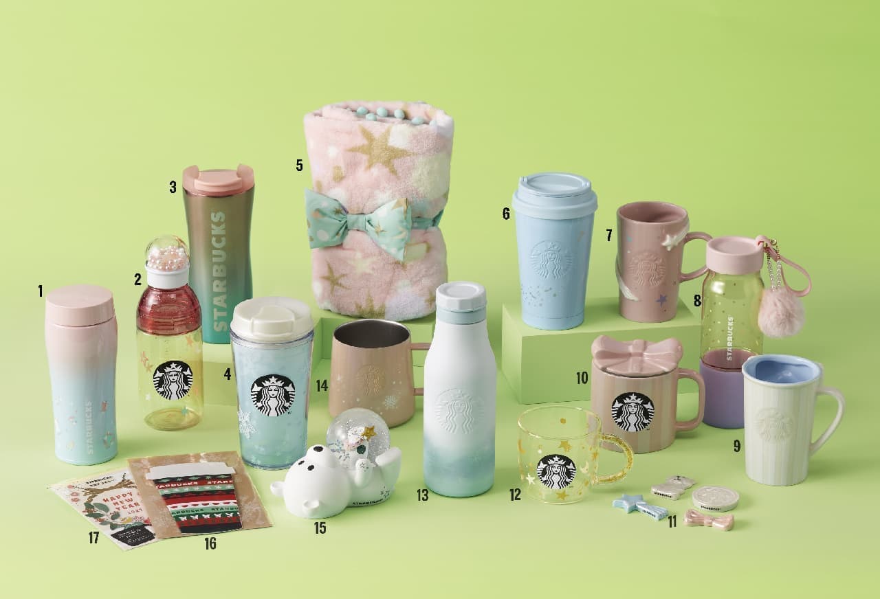The second holiday season limited goods for Starbucks --Glittering bottles & mugs, New Year's cards, etc.