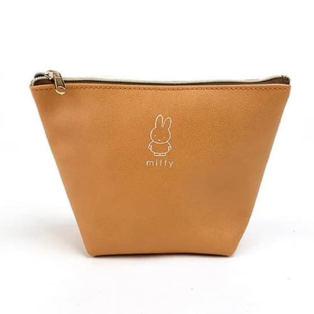 Adult-like pouch and wallet in Miffy x camel color --Also a glasses case with a cloth