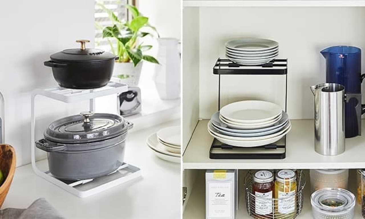 Easy to put in and out ♪ Yamazaki Business "Pot Stand 2-stage Tower" --- "Stove horizontal rack" that can be stored together