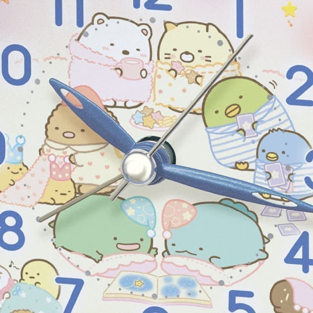 すみっコぐらしの目ざまし時計新作 -- すみっコたちの可愛いおとまり会デザイン