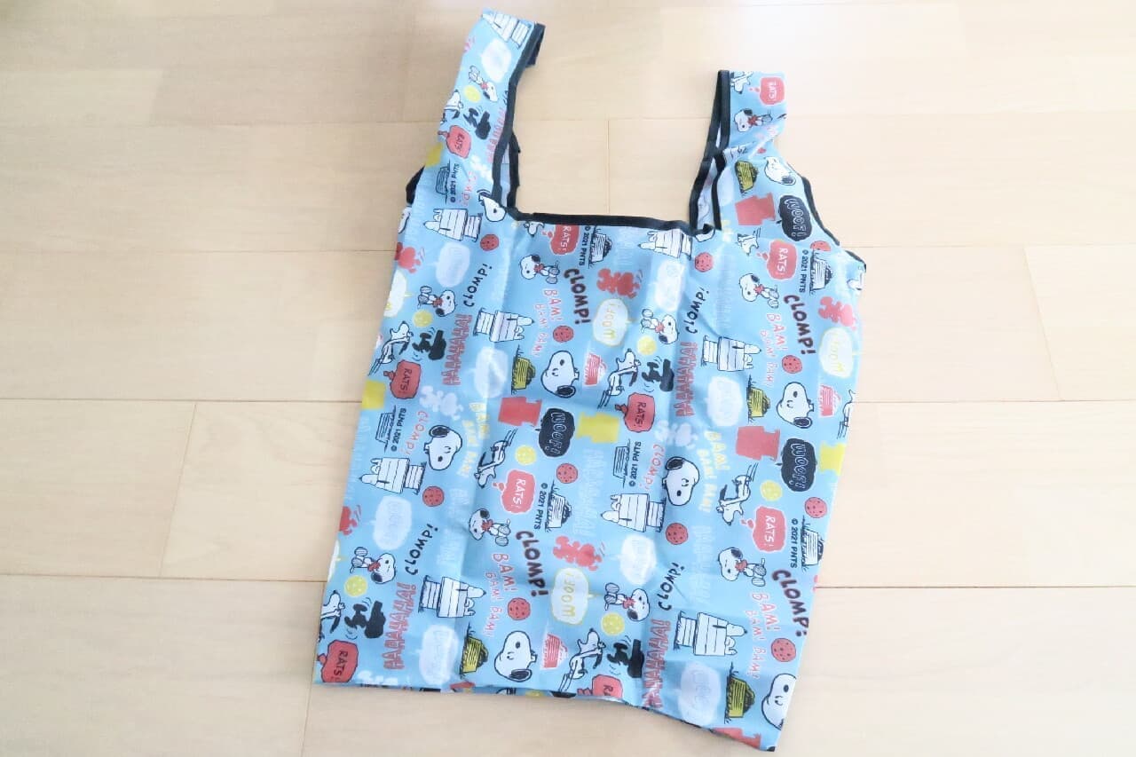 Snoopy (word pattern) Eco bag with zipper pocket Vertical type