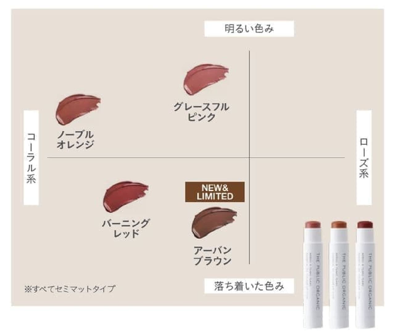 Limited color "Urban Brown" of "The Public Organic Super Feminine Color Lipstick"