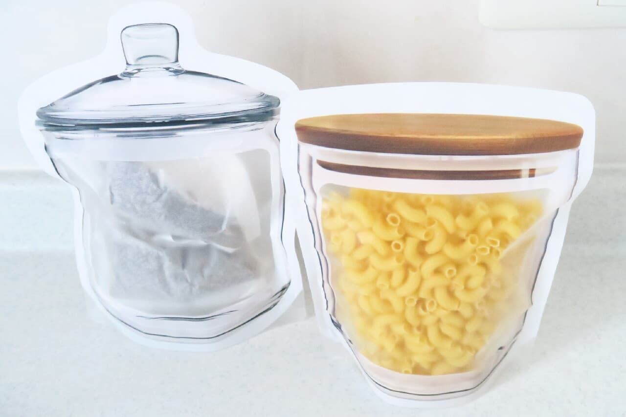 Store pasta in a zipper bag with 100 gussets ♪ Independent cute glass bottle style design