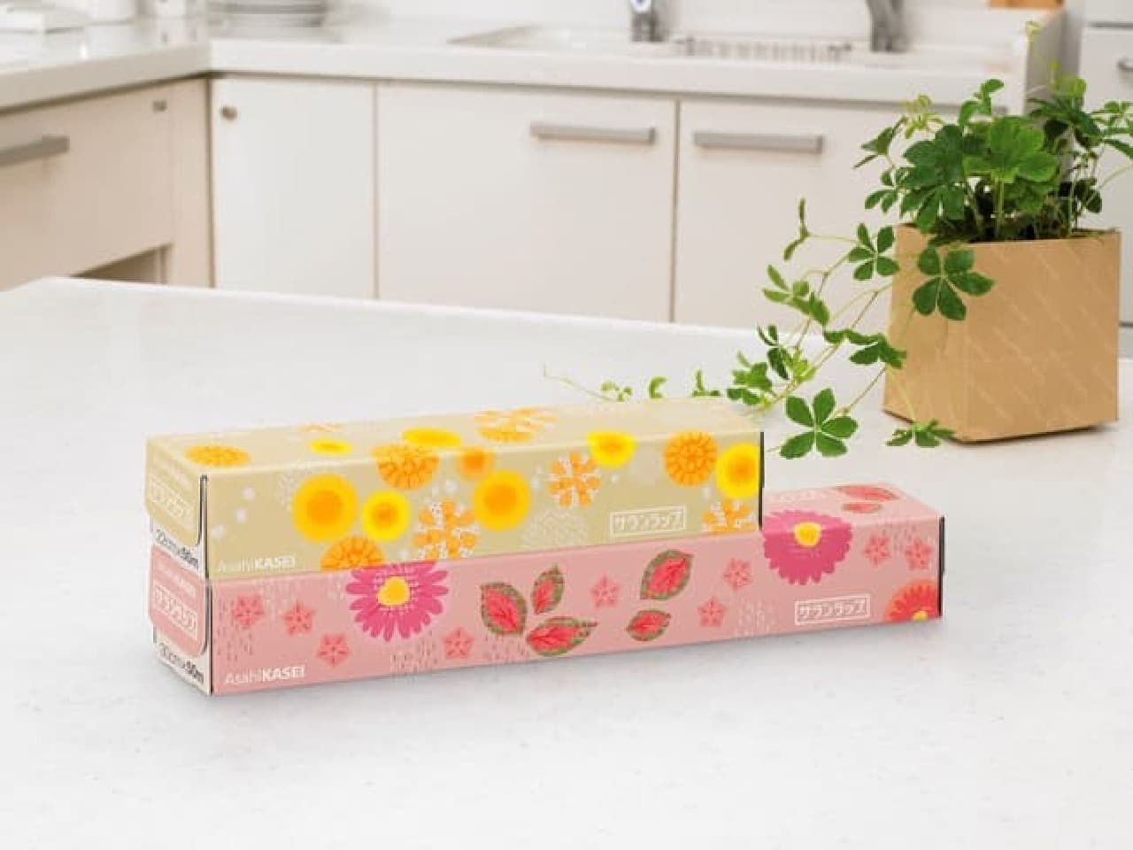 "Saran Wrap EC Limited Edition Flower Design (2 types in total)" LOHACO --- Gorgeous pink and yellow 2 colors
