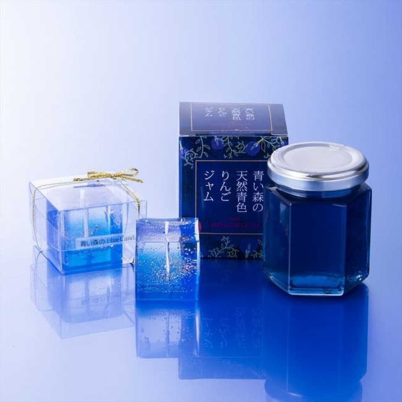 Blue Forest Blue Candle & Natural Blue Apple Jam Set --Beautiful shades are popular! For Christmas and gifts