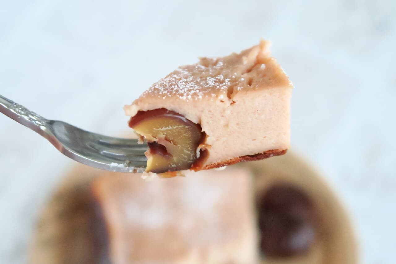 No oven needed! Marron Cheesecake Recipe -- Easy and smooth in an eggbeater Sweet chestnuts for accent