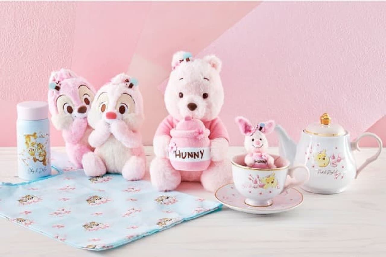 Cute Cherry Blossom Pooh, Chip & Dale at Disney Store -- Spring Design Tsum Tsum Plushie Also Available