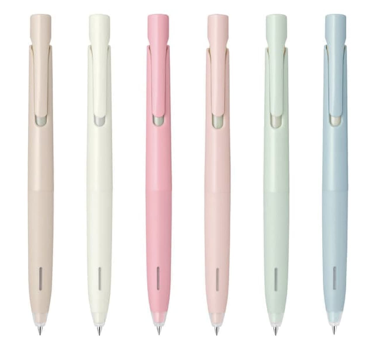 Limited-edition "Bren" ballpoint pens come in six colors, including rose pink and mist green.