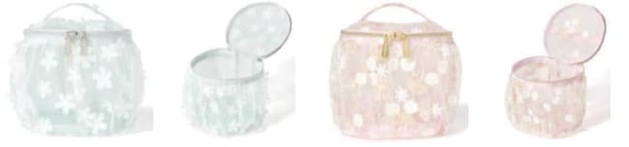 Francfranc's New Spring "Tulle" Series -- Drawstring Pouch, Vanity Pouch, etc. Feminine in Mint and Pink