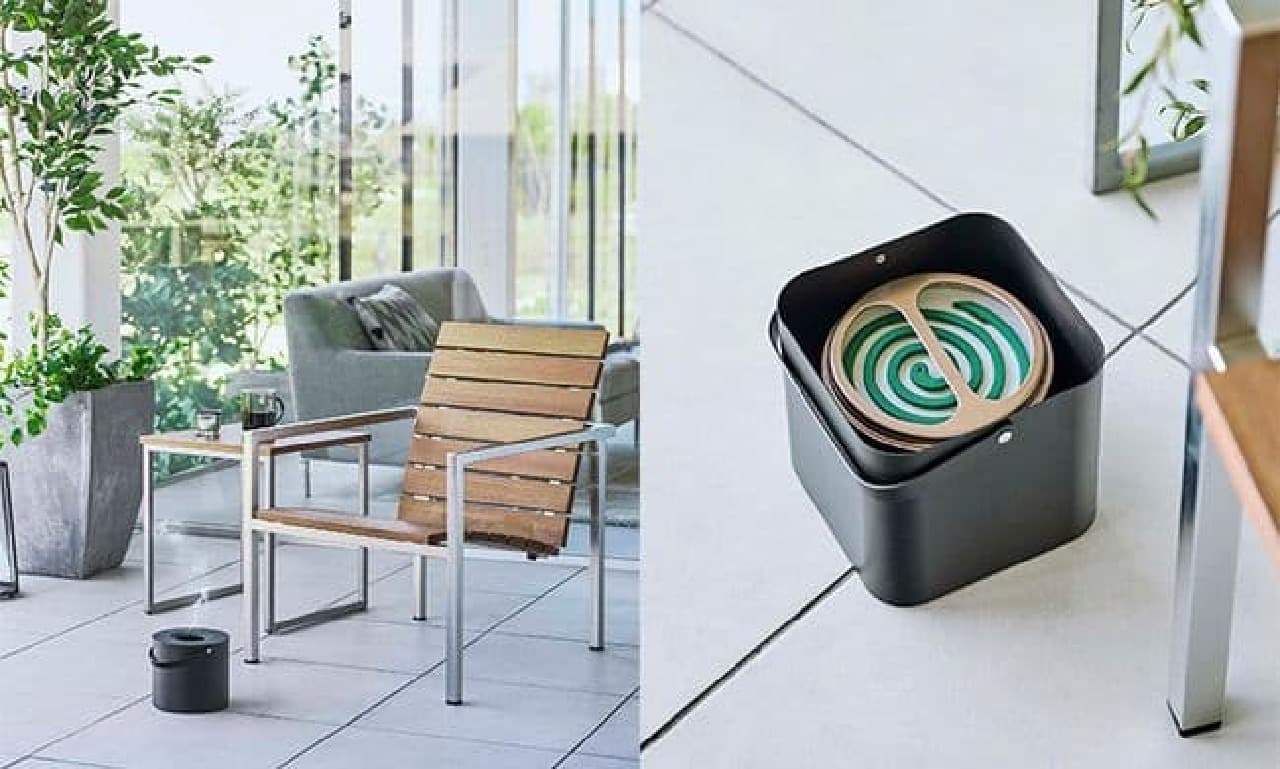 Yamazaki Jitsugyo "Mosquito coil storage pot that can be put in as it is, Tower, round/square shape