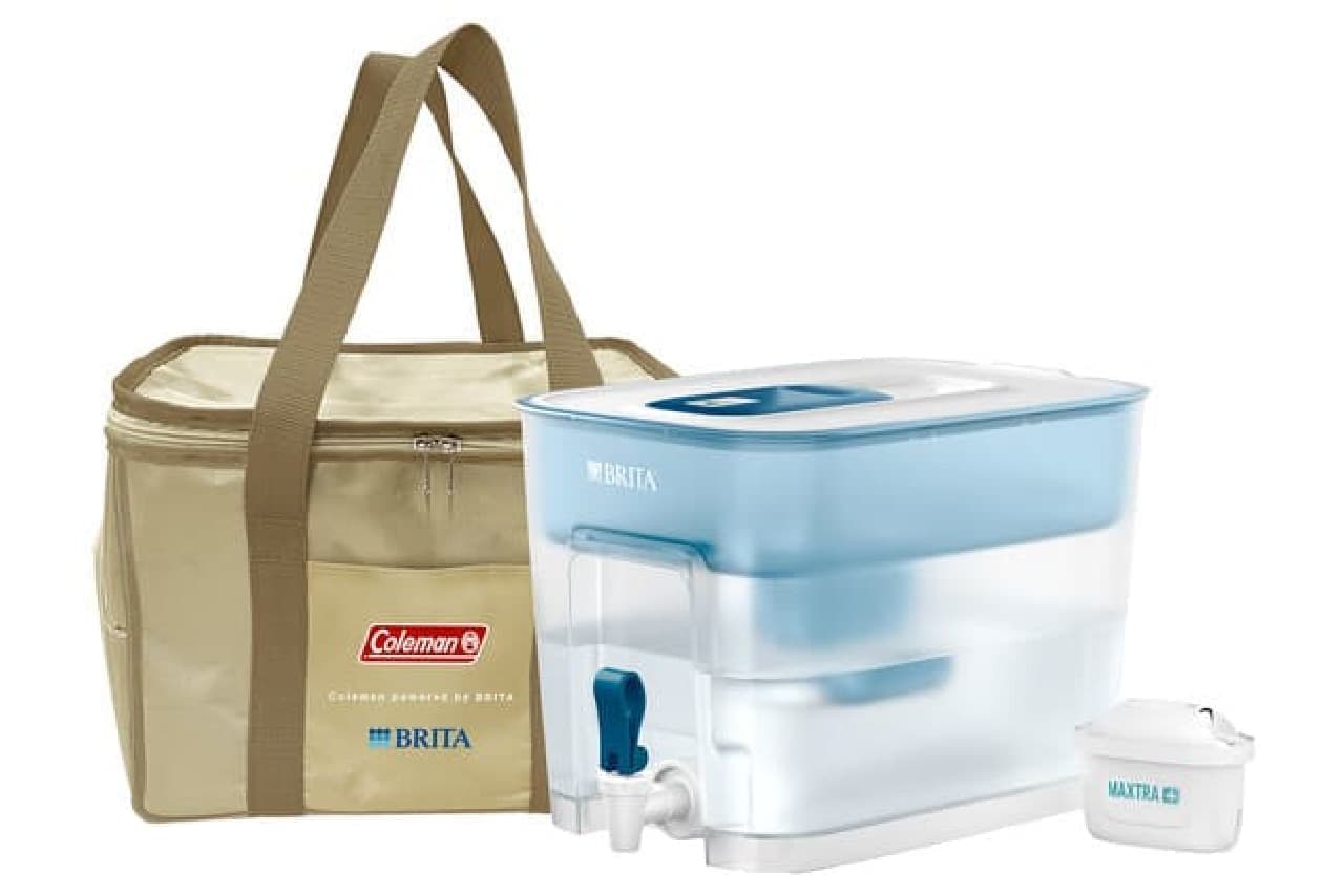 Coleman x Brita "Flow" tank-type water purifier with cover useful for camping and BBQ! Bottle-type water purifier "Active" also collaborated!