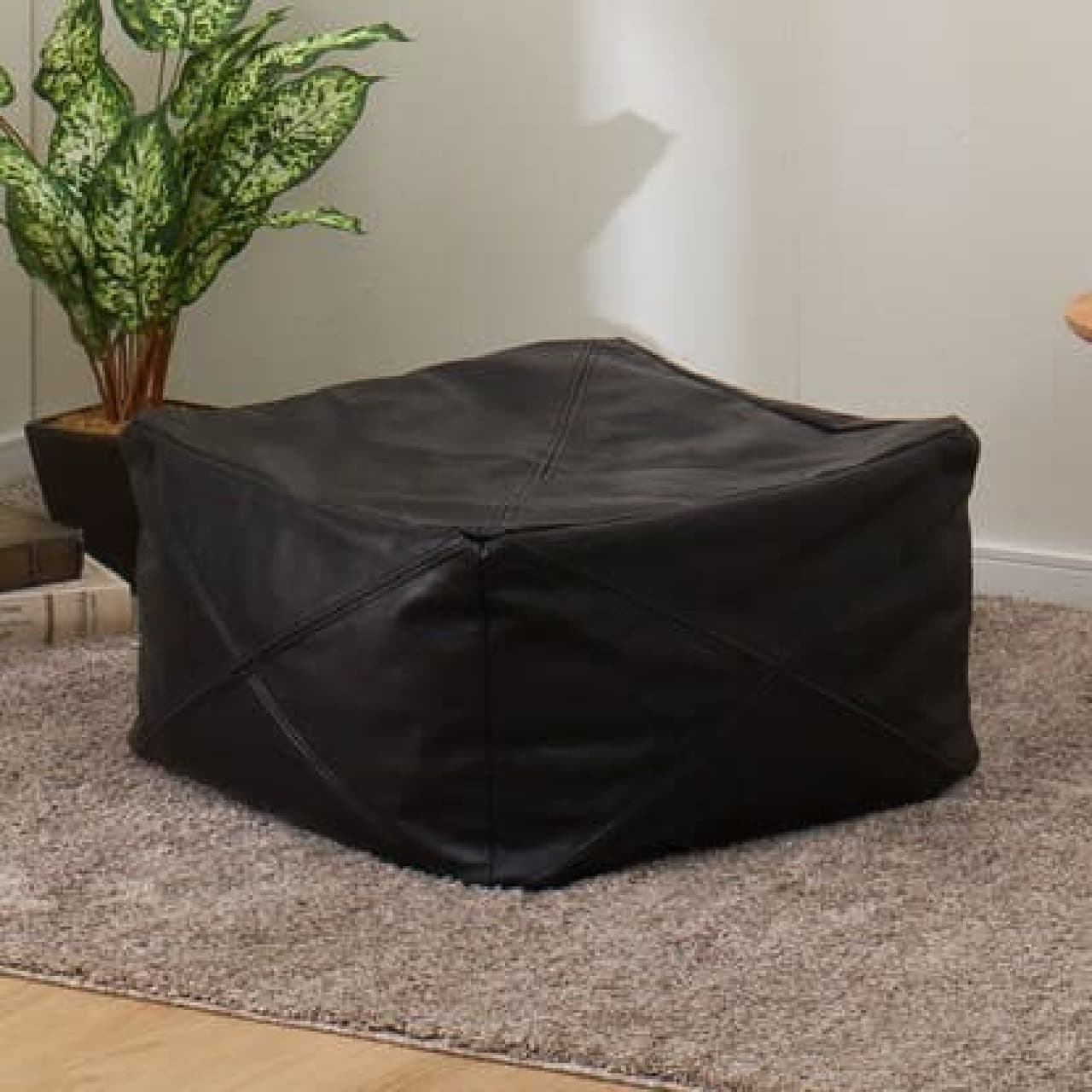 Nitori Leather-like pouf cover stool type (PF-K02GB BK)