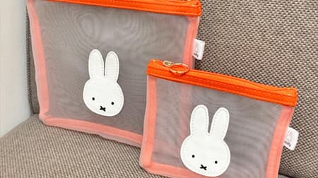 Miffy pattern mesh pouch in Villevan --Cute appliqué! A total pattern clear pouch is also available