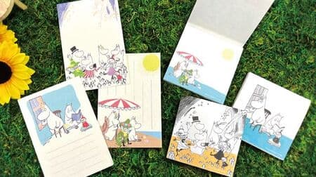 Post Office "Moomin Seasonal Iyo Washi Goods Summer" 6 kinds of illustrated postcards & 3 kinds of memo pads! Fireworks, beach, rain, etc.