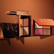 NARS "LAGUNA Bronzing Powder," "Quad Eye Shadow," and "Afterglow Lip Balm" collection inspired by the iconic shade "LAGUNA," available in limited quantities