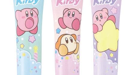 Kirby hand cream set with peach, strawberry and orange scents! Includes Peach, Strawberry, and Orange scents - Pop package design with stars scattered throughout