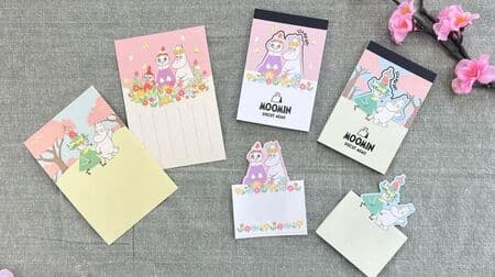 Post Office "Moomin Seasonal Postcards and Matching Goods 2024 Spring" Die-cut memo with characters standing up.