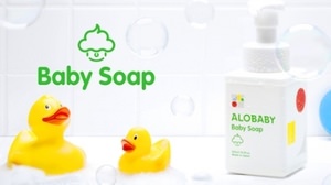 You can make bubbles with one hand! From "ALOBABY", domestic organic body soap for moms and babies
