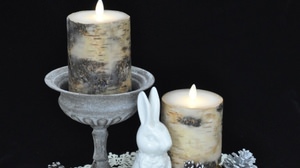 Autumn / winter model with birch bark from LED candle "LUMINARA"