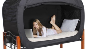 "Privacy Pop Bed Tent", a tent that turns a bed into a secret base