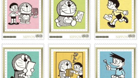 "Doraemon" original illustration on frame stamp set--with original figure!