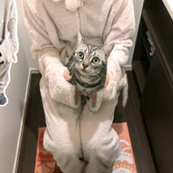 ネコを抱いたままトイレに座れる部屋着！―ネコ用ポケット付きの「ダメねこ」
