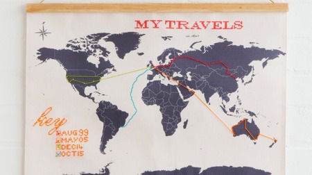 旅の思い出を刺繍できる世界地図「CROSS STICH MAP」