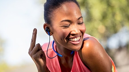 This is cool! Sports earphones that can be touch-operated by the ear from "JBL"