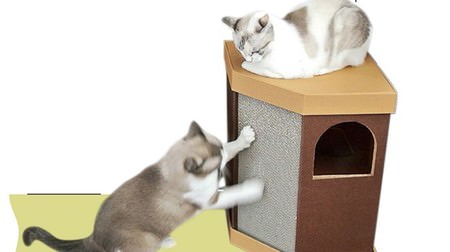 Double-decker in the corner of the room-Claw Togi "Corner Tsume Togi House" that can also be a hideout for cats
