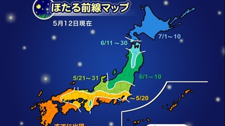 Tokyo's fireflies will be visible around May 29 - Weathernews announces the appearance trend of fireflies in 2016.