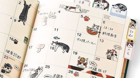 スケジュール帳がネコまみれ……山野りんりんさんデザインの「猫まみれ手帳シール」