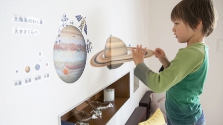 Planets and English words on the wall ♪ Picture book wall sticker from Gakken
