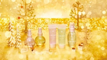 "Honey Snow" series with gold leaf dancing on Becure Honey! Mist lotion that moisturizes and shines