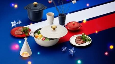 Pots and tableware that decorate Christmas from Le Creuset--also cute tricolor colors
