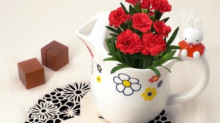 Mother's Day gift from Flower Miffy --A cute pitcher and carnation set, Miffy type Baumkuchen