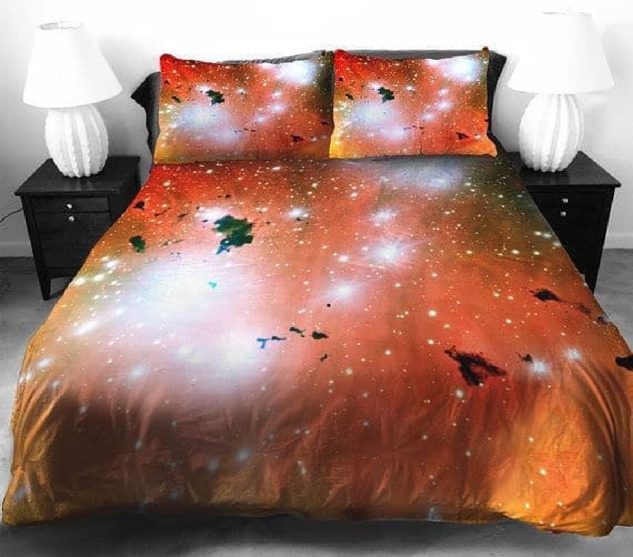 オレンジ色の銀河寝具セット
